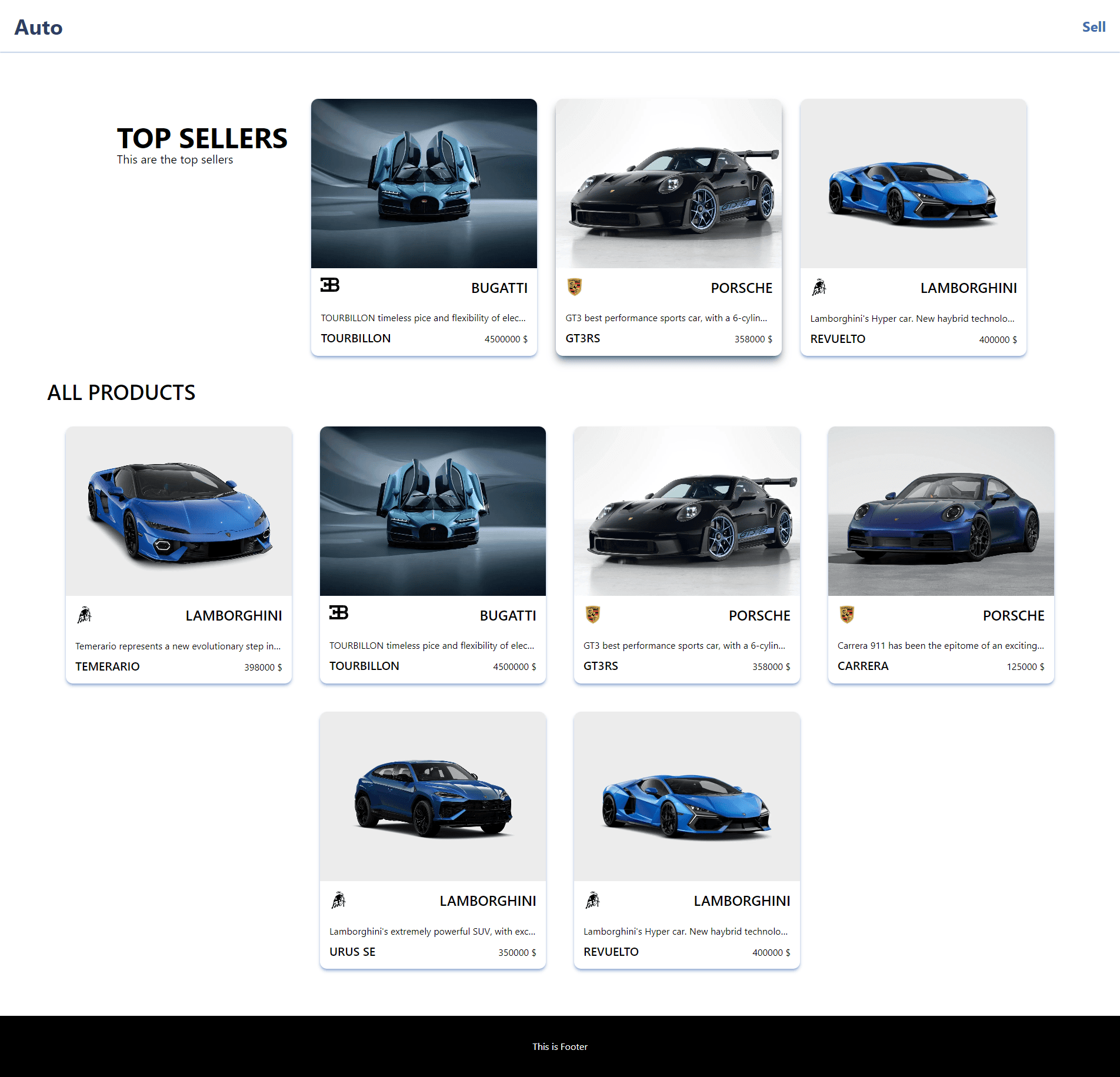 Autos home page