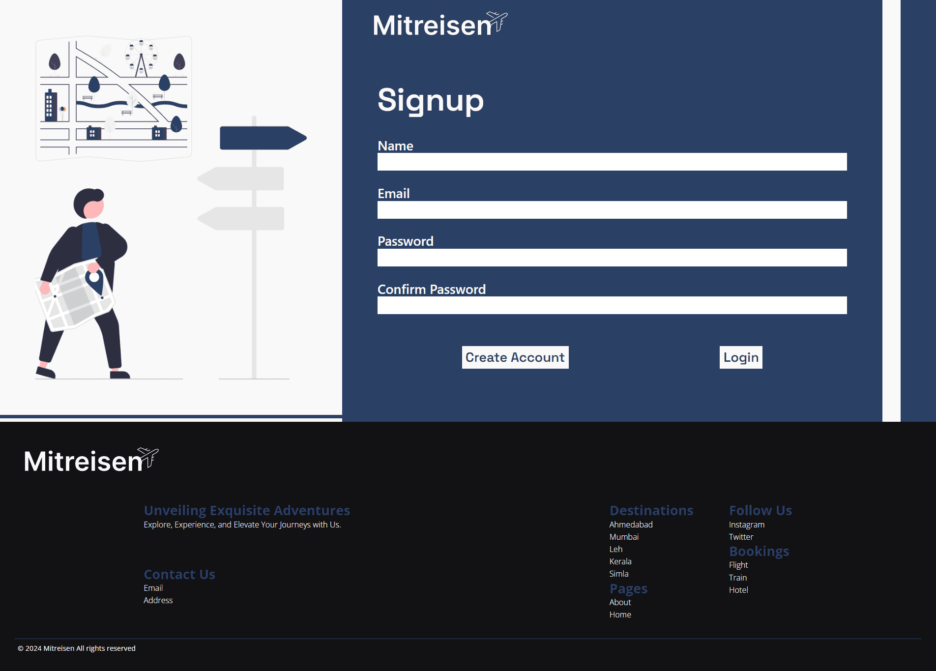 Signup page